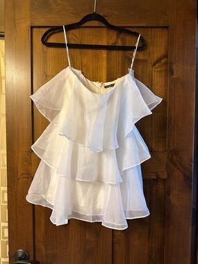 Abercrombie & Fitch White Tiered Ruffle Cami